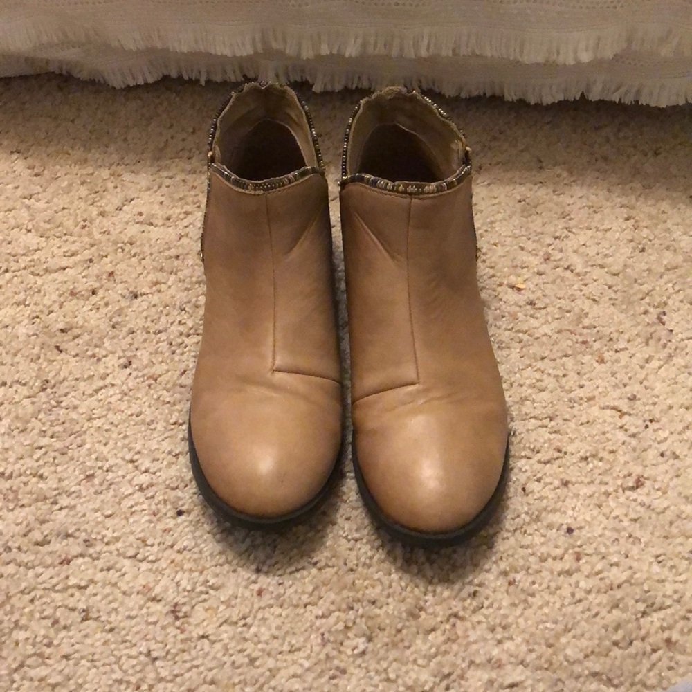 charming charlie’s tan booties size 9